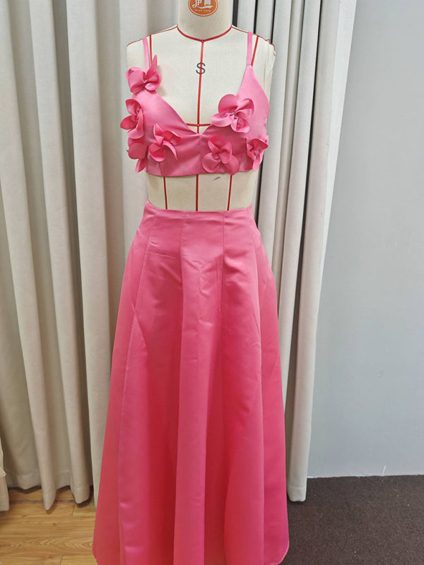 Pink Vacation Ready Crop Top and Skirt Set | Matching sets