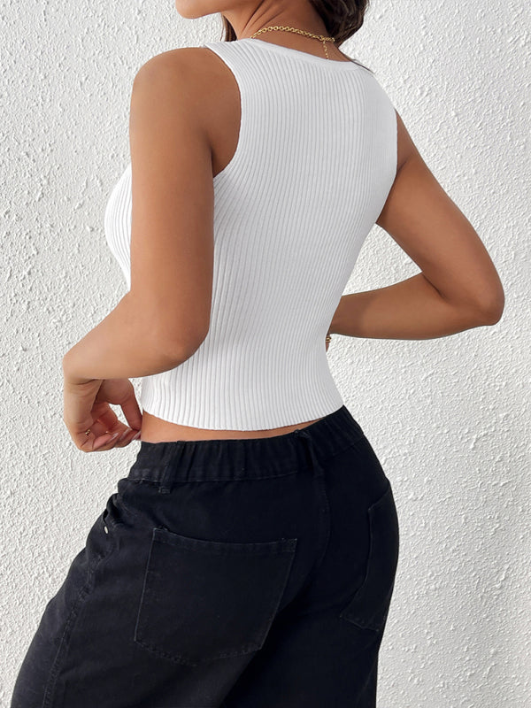 Contrast Tie-Up Ribbons Crop Top | Knit Tops