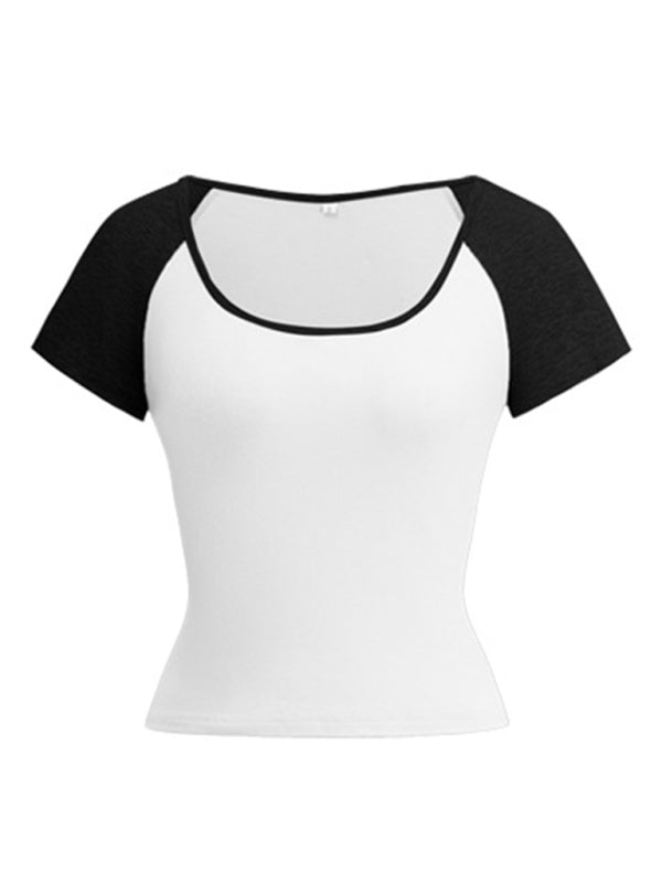 Casual Black & White Tee with Raglan Sleeves | T-Shirts