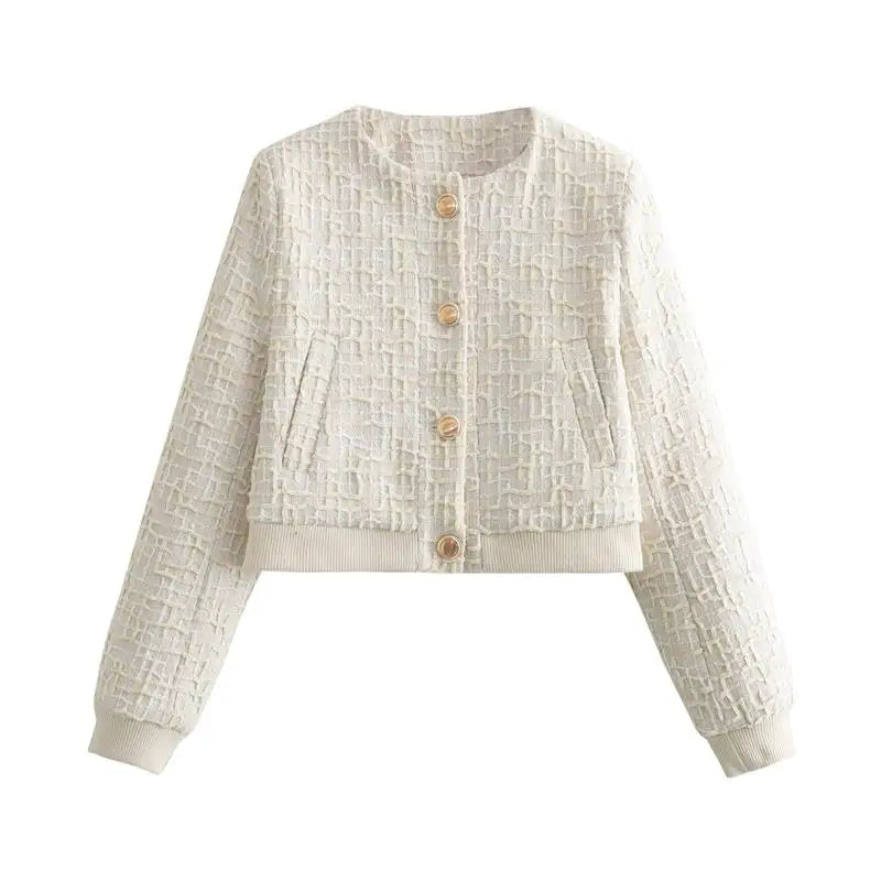 Women's Casual Tweed Jacket with Bouclé Finish | Crop Jackets