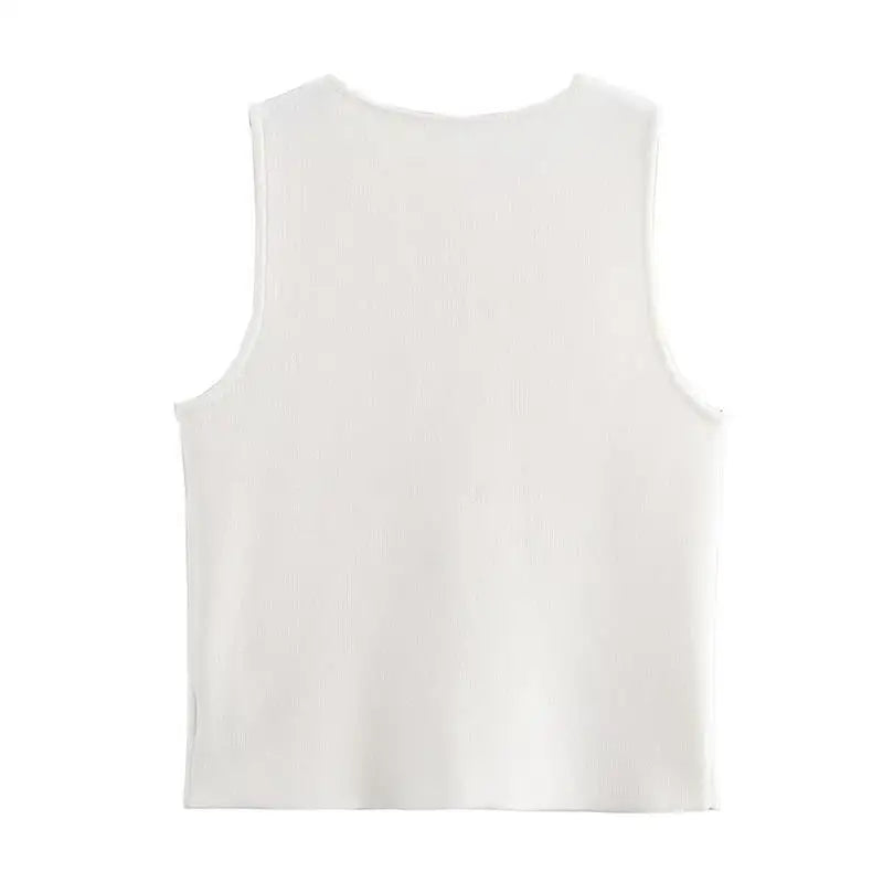 Casual Crop Top with Button Detail | Vests