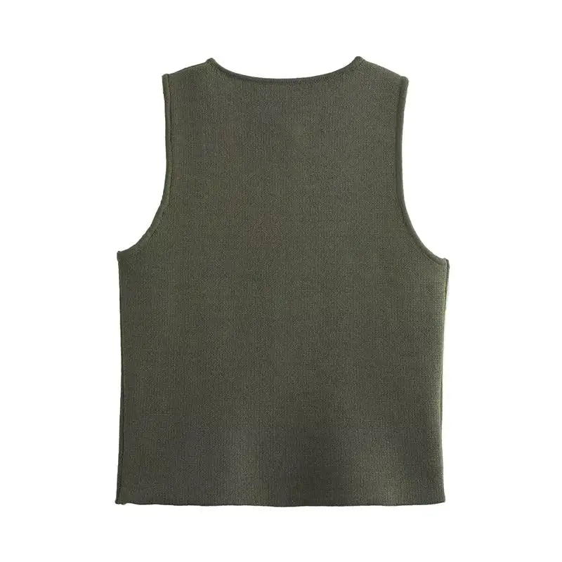 Casual Crop Top with Button Detail | Vests