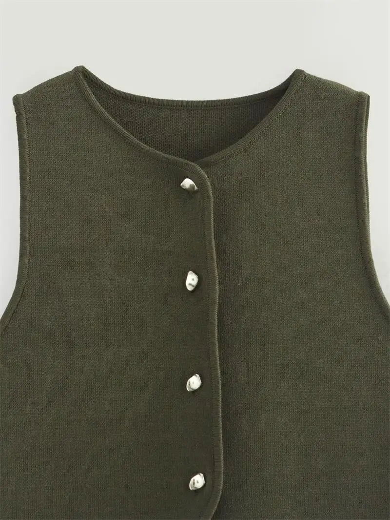 Casual Crop Top with Button Detail | Vests