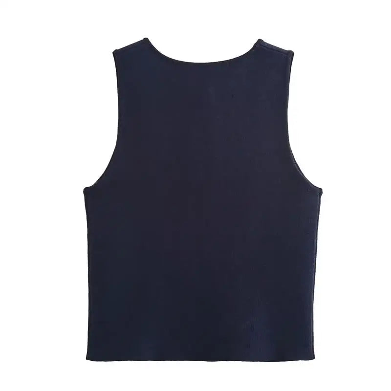 Casual Crop Top with Button Detail | Vests