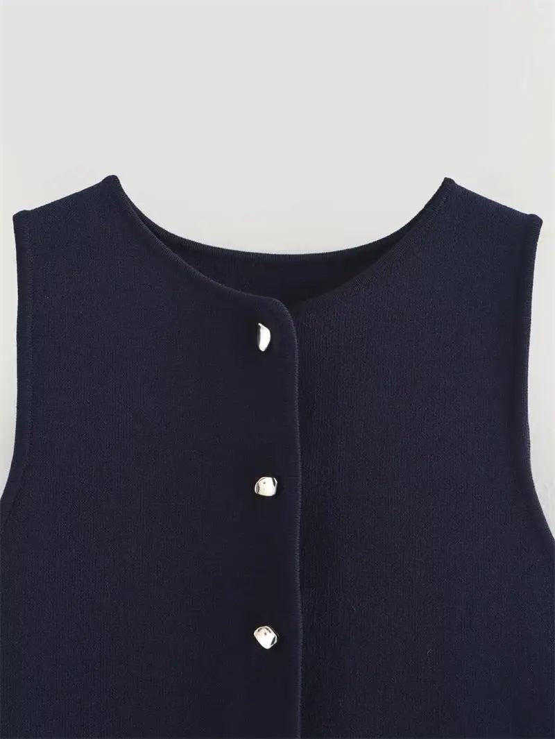 Casual Crop Top with Button Detail | Vests