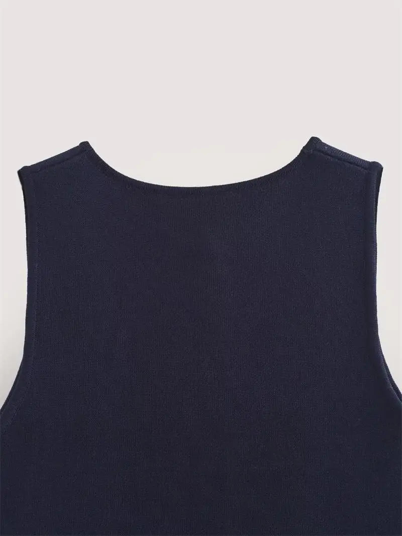 Casual Crop Top with Button Detail | Vests