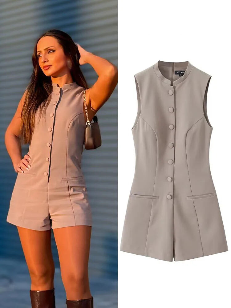 Tailored Casual Playsuit with Princess Seams