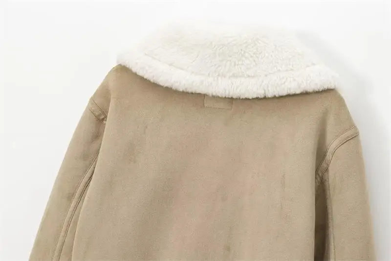 Casual Suede-Like Winter Jacket with Faux Fur Lining | Jackets