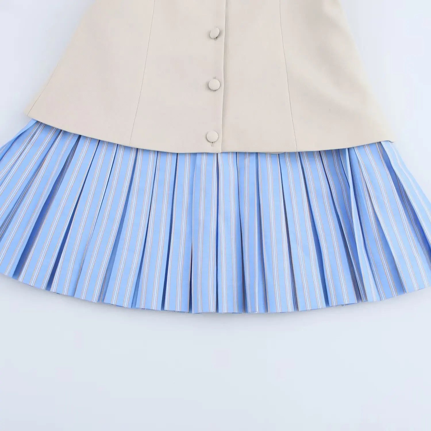 Pleated Blue Skirt and Tailored Top Dress | Cami Dresses