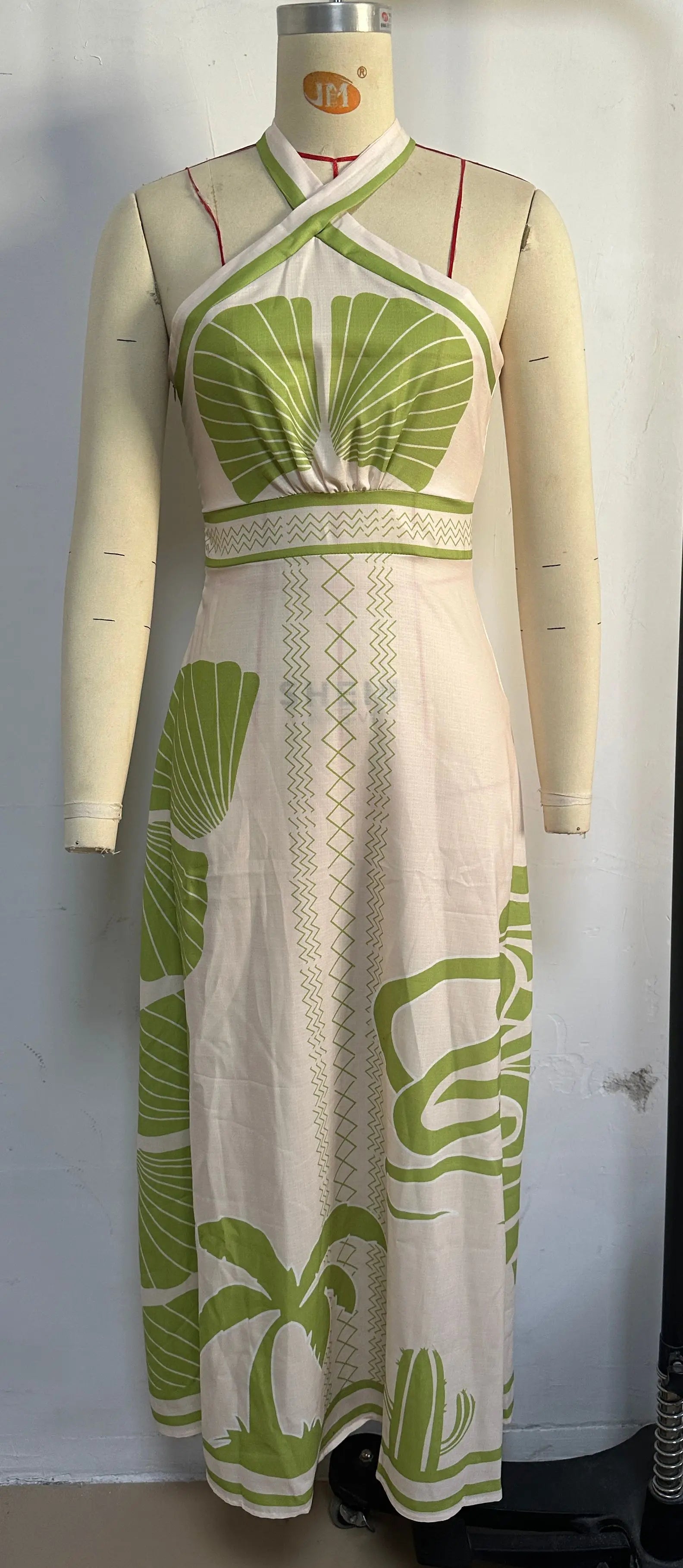 Green Leaf A-Line Dress for Beach Vacations | Vacation Dresses