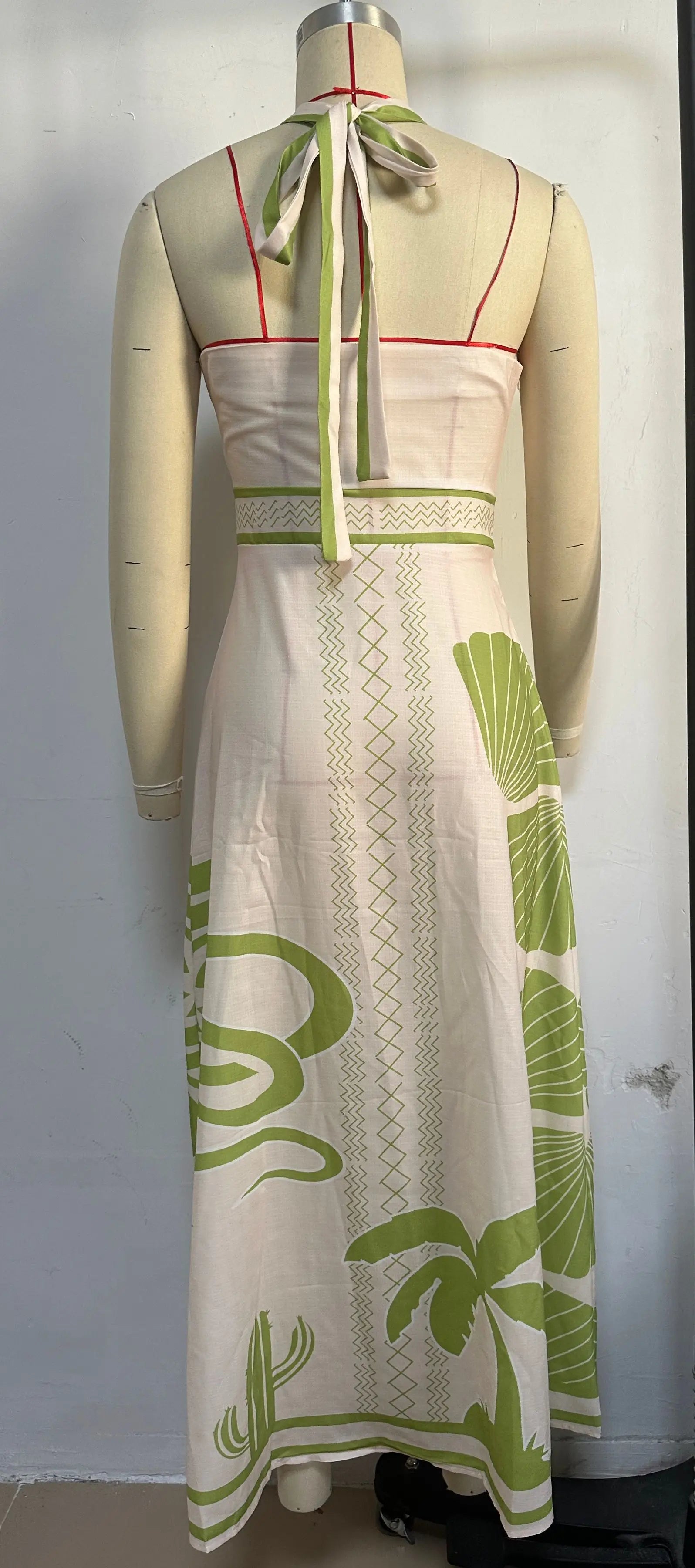 Green Leaf A-Line Dress for Beach Vacations | Vacation Dresses