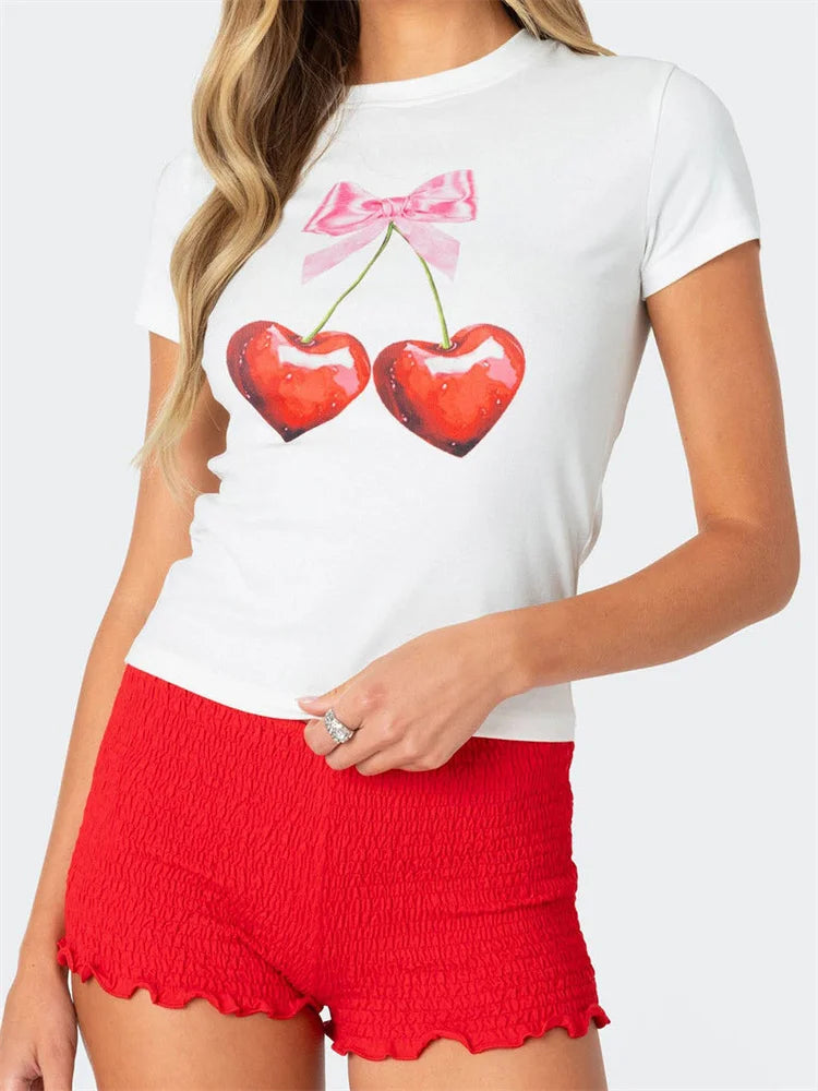 Casual Cherry-Print Top - Perfect for Daily Wear