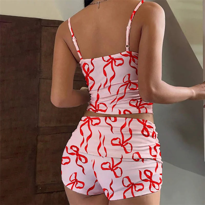 Red Bow Sleepwear Set for Women | Loungewear