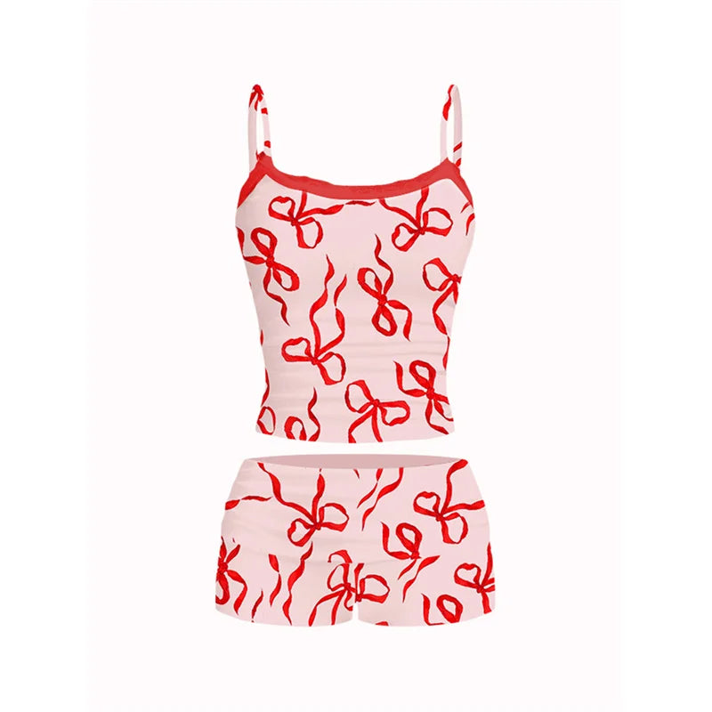 Red Bow Sleepwear Set for Women | Loungewear