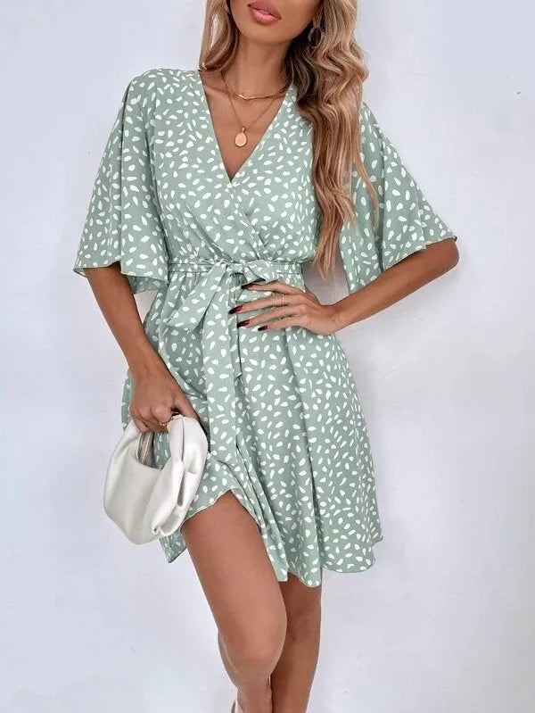 V-Neck Wrap Dress with Belt Tie | Wrap Dresses