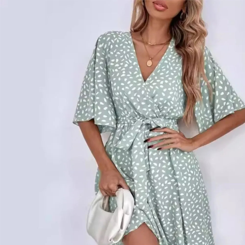 V-Neck Wrap Dress with Belt Tie | Wrap Dresses