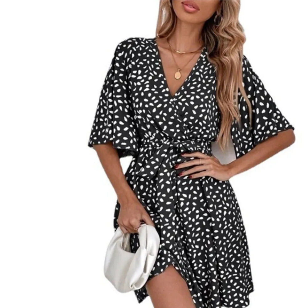 V-Neck Wrap Dress with Belt Tie | Wrap Dresses