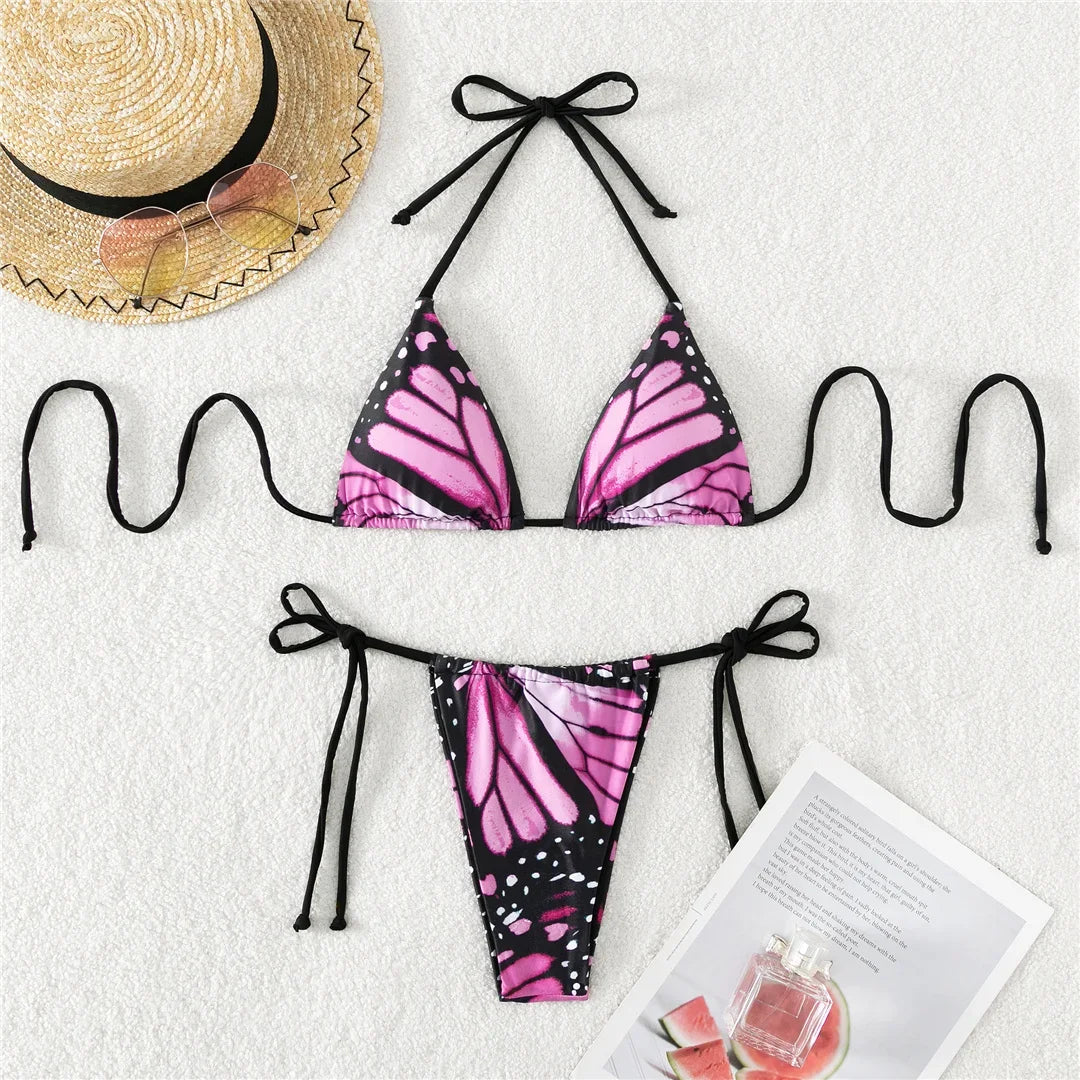 Tropical Butterfly Print Bikini - Dive Into Summer Swimwear | Swimwear