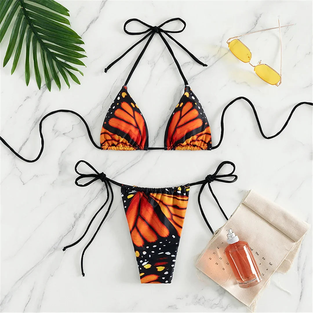 Tropical Butterfly Print Bikini - Dive Into Summer Swimwear | Swimwear