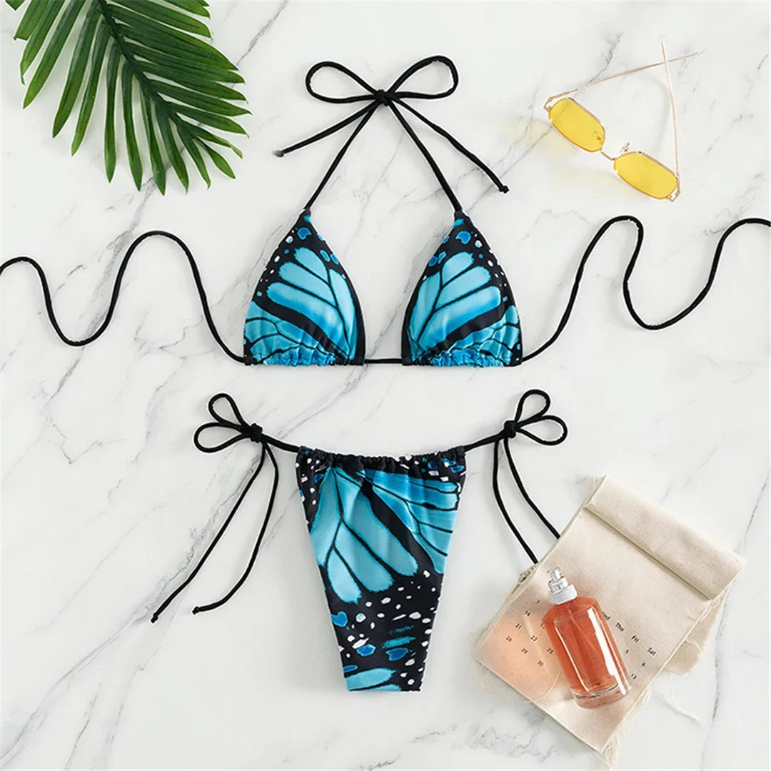 Tropical Butterfly Print Bikini - Dive Into Summer Swimwear | Swimwear