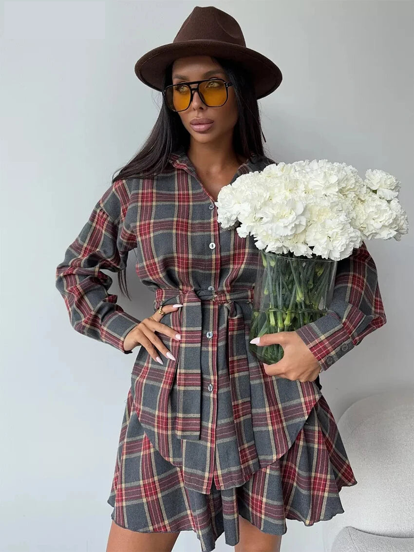 Women's Plaid Matching Set - Ideal for Weekend Wear