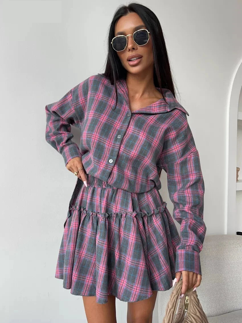 Women's Plaid Matching Set - Ideal for Weekend Wear | Skirts Outfit Sets