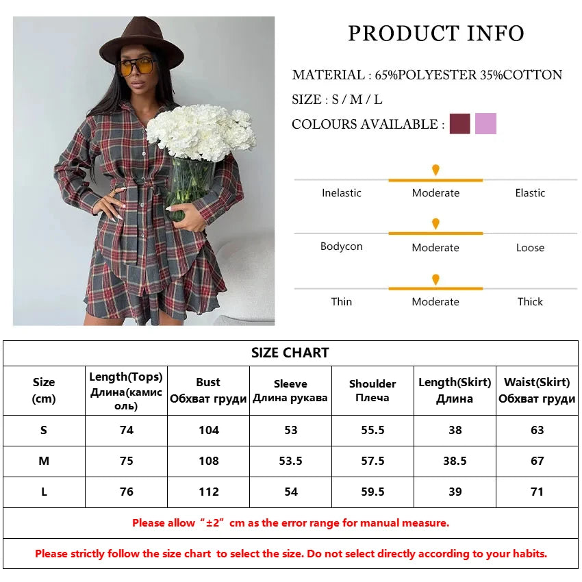 Women's Plaid Matching Set - Ideal for Weekend Wear | Skirts Outfit Sets