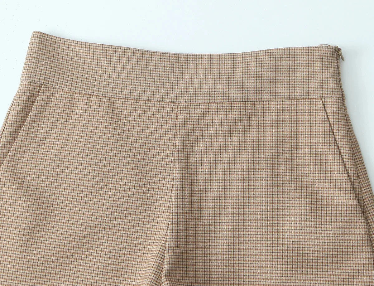 Tailored Houndstooth Set for Office - Strapless Blouse and Shorts | Matching Sets