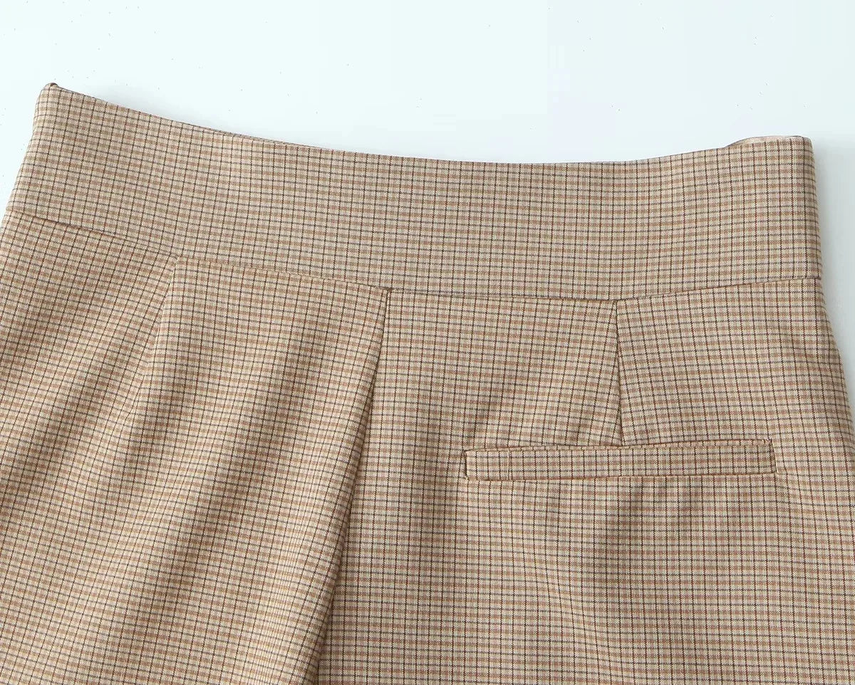 Tailored Houndstooth Set for Office - Strapless Blouse and Shorts | Matching Sets