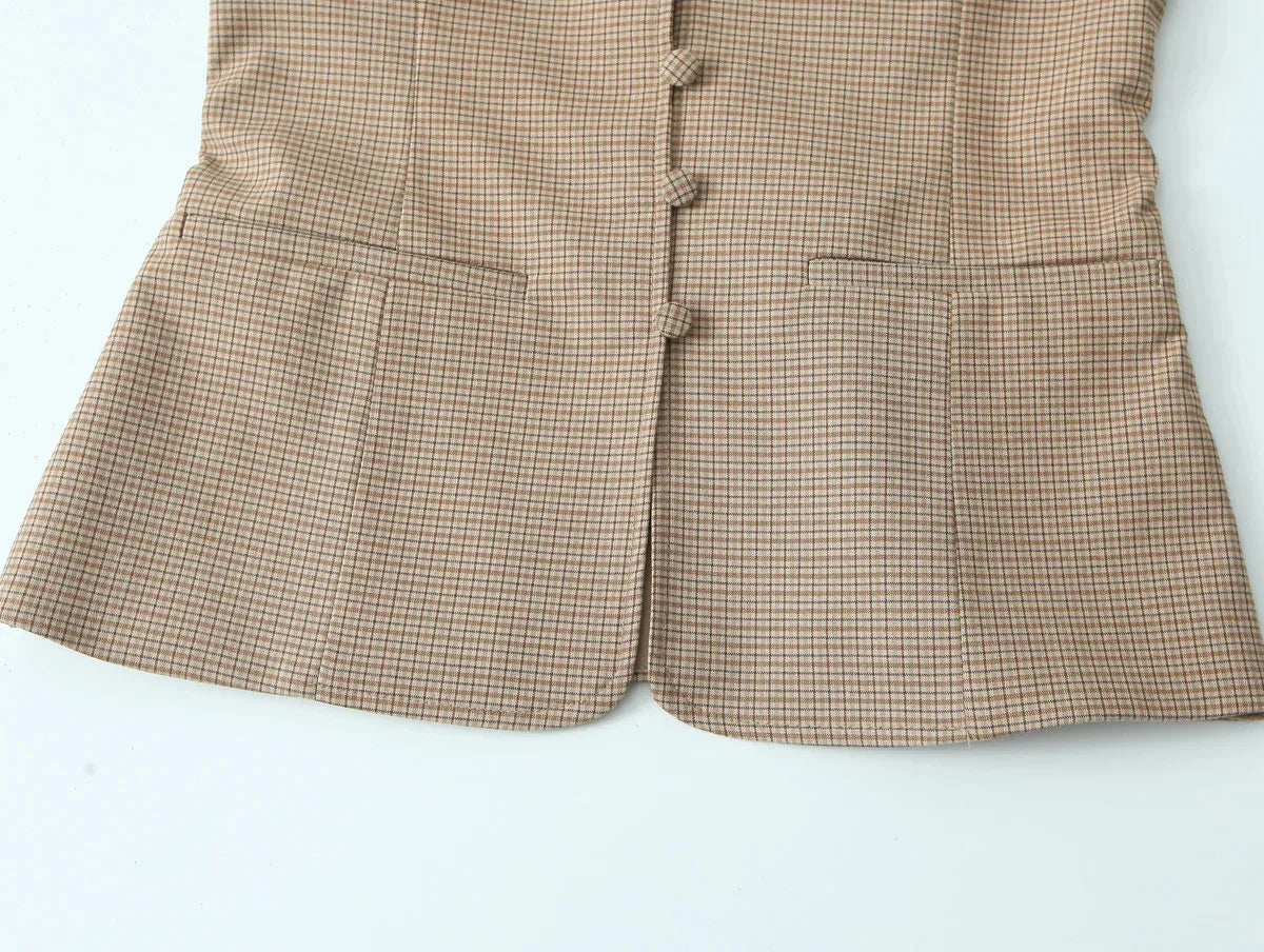 Tailored Houndstooth Set for Office - Strapless Blouse and Shorts | Matching Sets