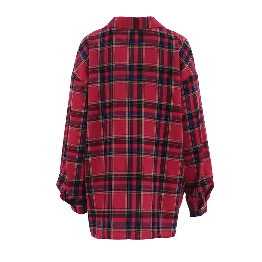 Red Plaid Long-Sleeve Shirt for Women - Casual &amp; Comfy | Shirts