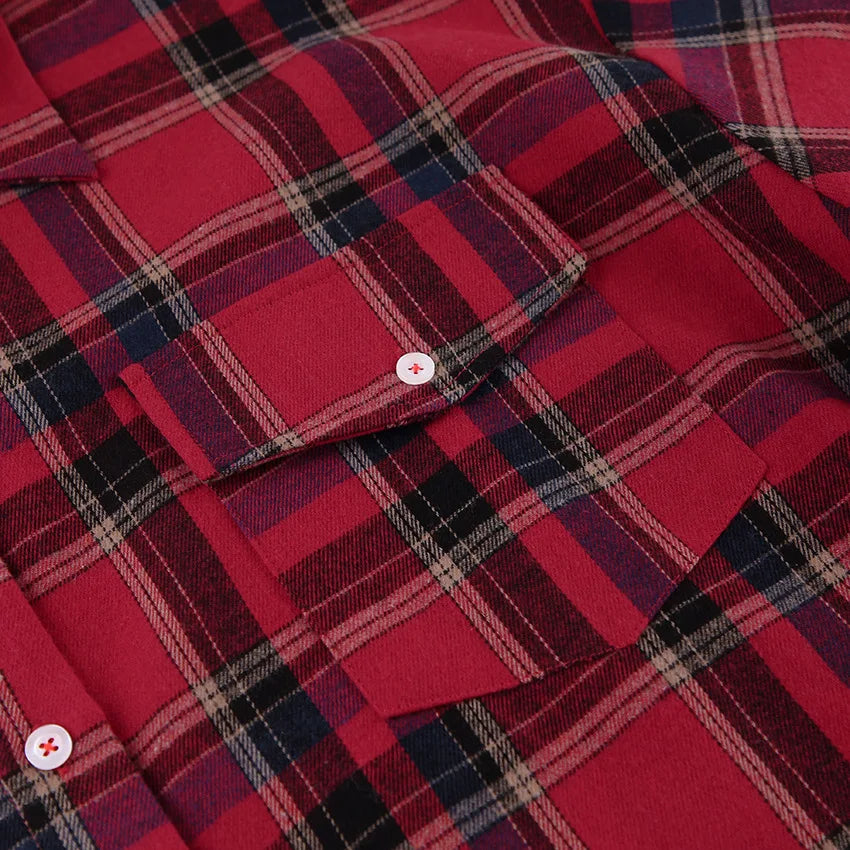 Red Plaid Long-Sleeve Shirt for Women - Casual &amp; Comfy | Shirts