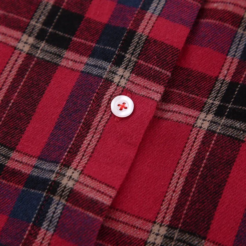 Red Plaid Long-Sleeve Shirt for Women - Casual &amp; Comfy | Shirts