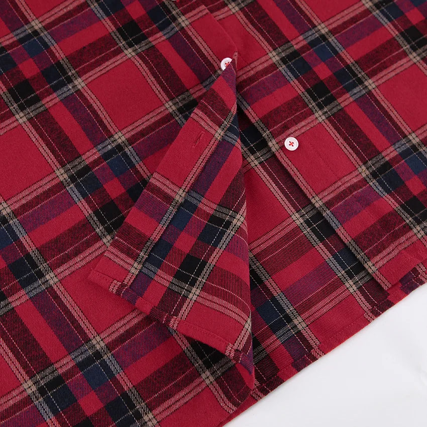 Red Plaid Long-Sleeve Shirt for Women - Casual &amp; Comfy | Shirts