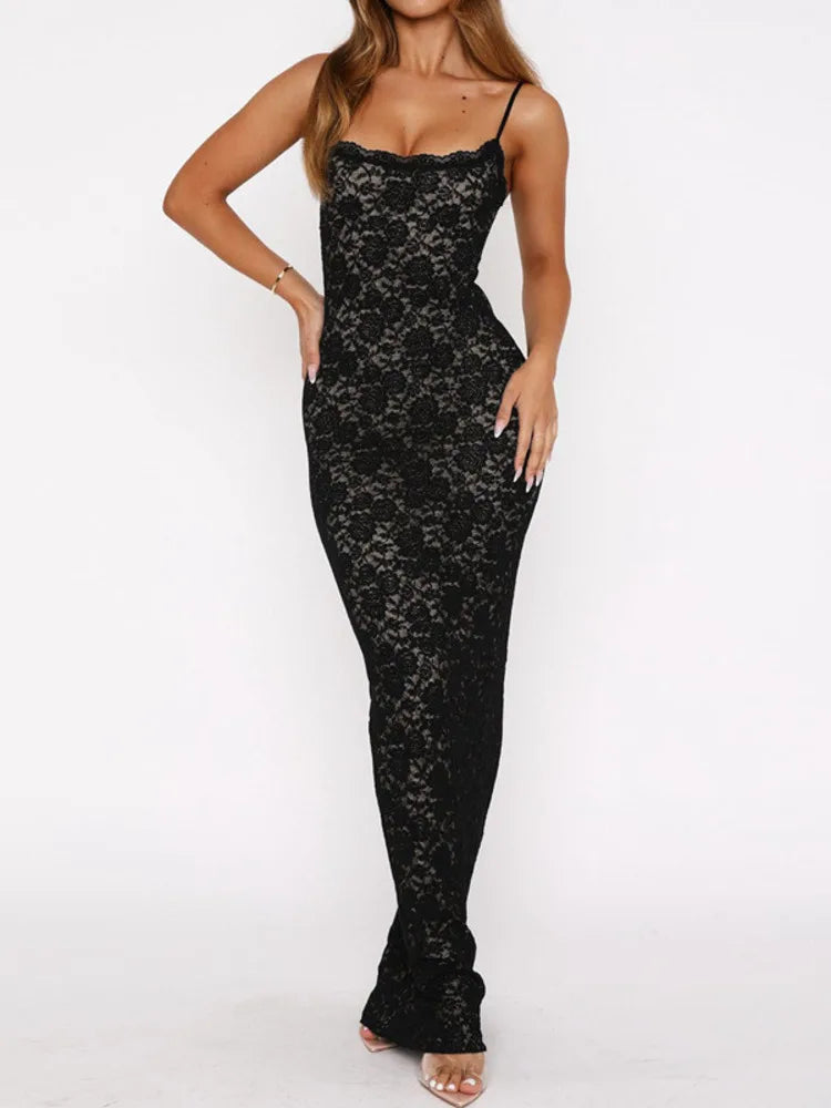 Elegant Floral Lace Maxi Dress - Perfect for Any Gala | Elegant Dresses