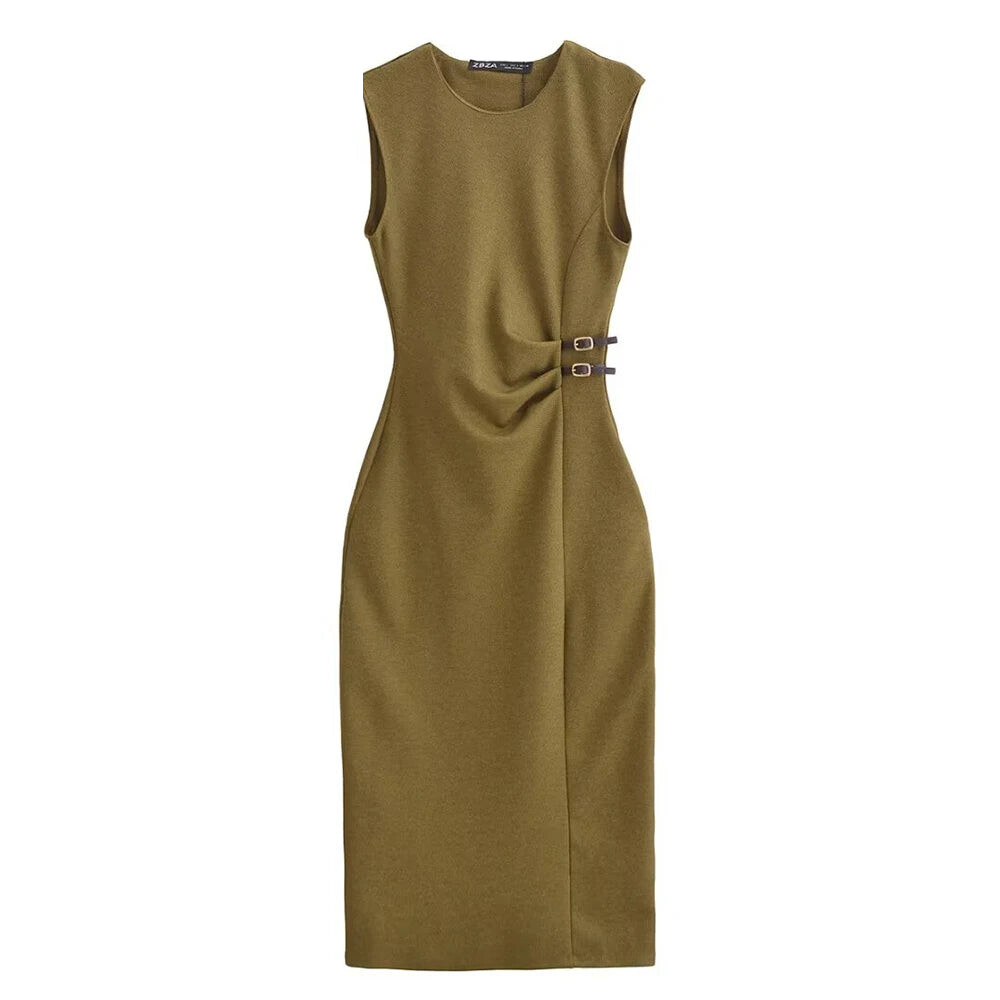 Elegant Olive Cocktail Dress | Midi Dresses