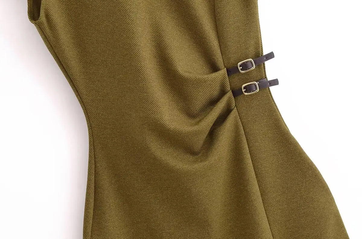 Elegant Olive Cocktail Dress | Midi Dresses