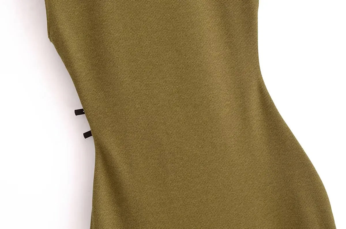 Elegant Olive Cocktail Dress | Midi Dresses