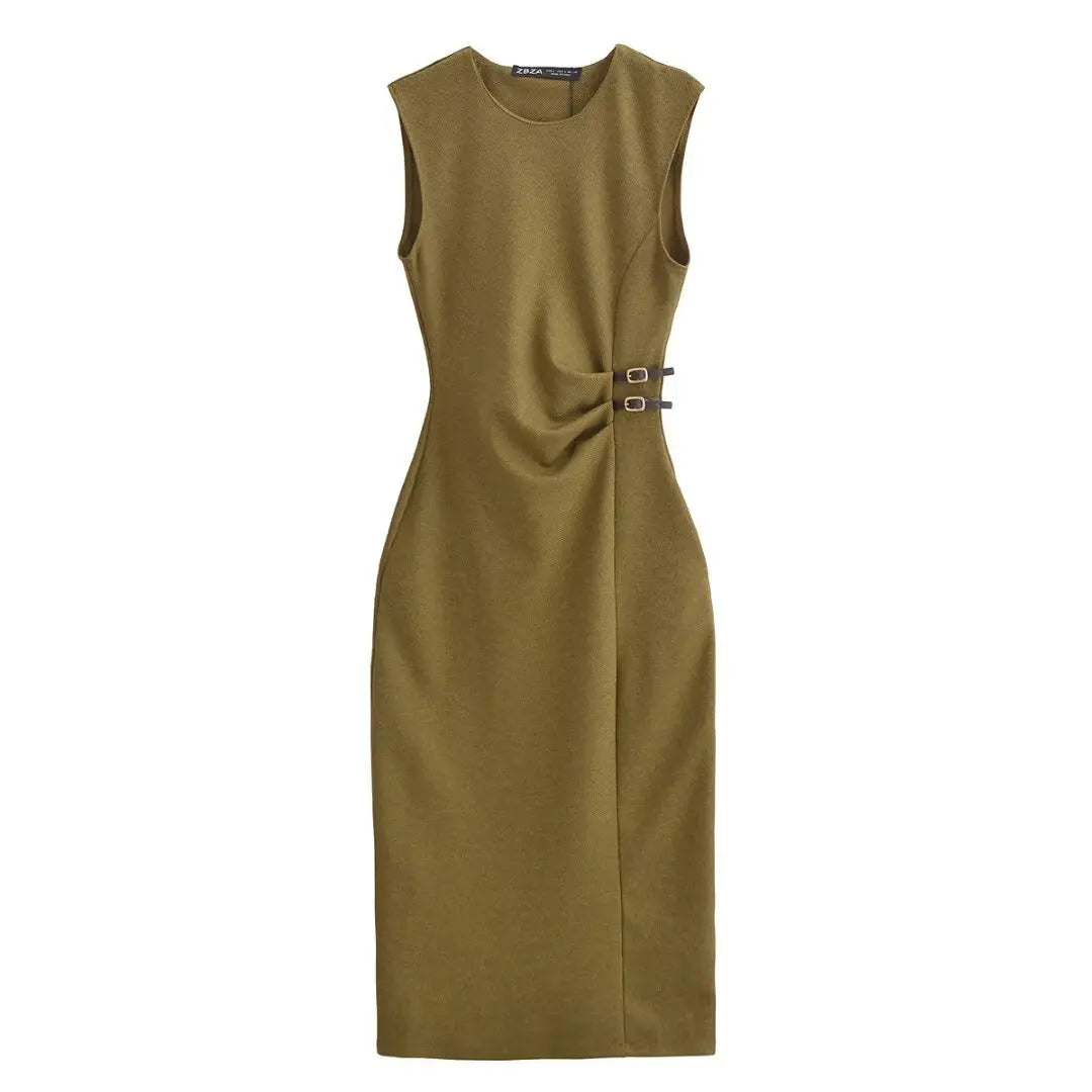 Elegant Olive Cocktail Dress | Midi Dresses