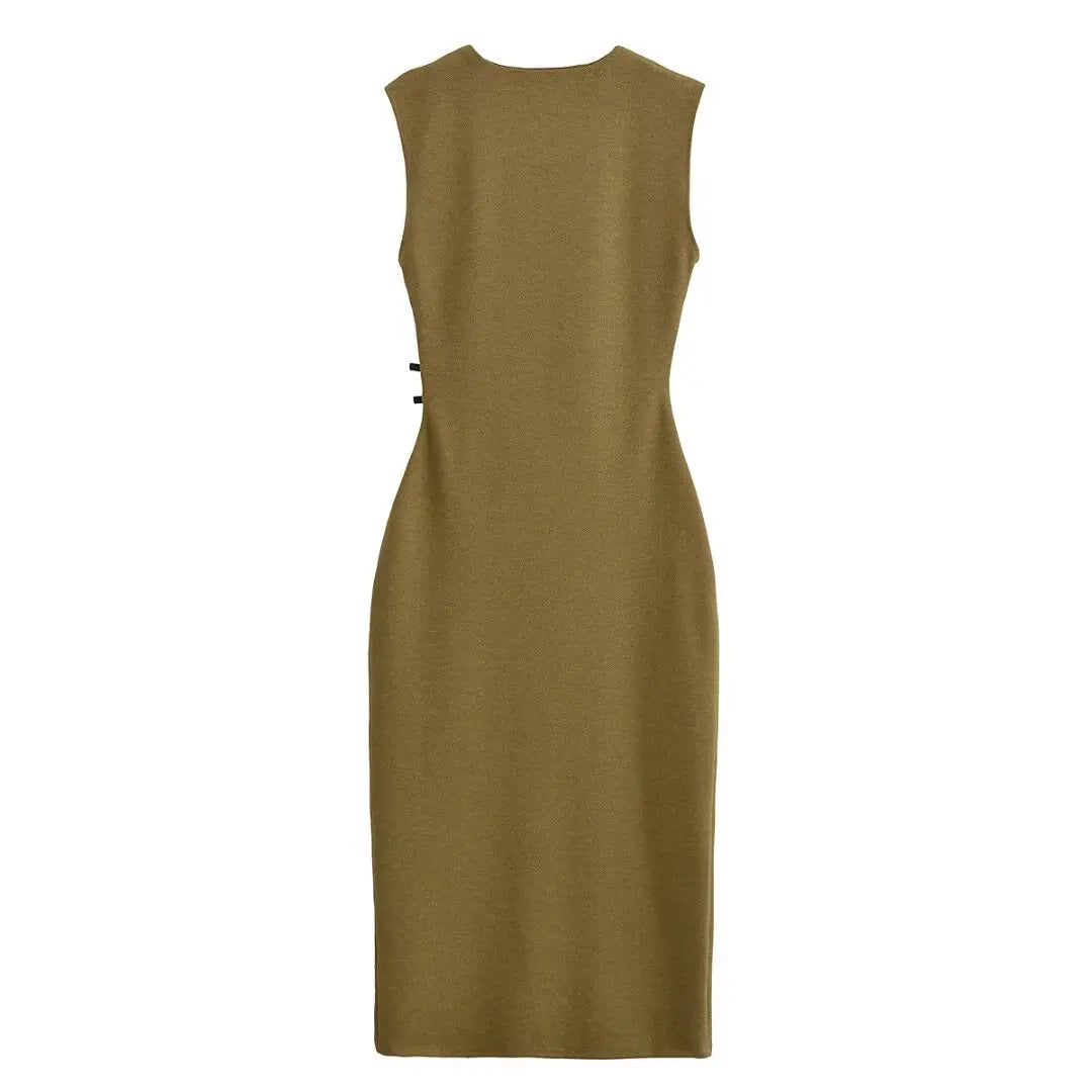 Elegant Olive Cocktail Dress | Midi Dresses