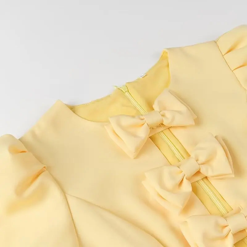 Puff Sleeve Yellow Dress – Ideal for Cocktail Parties | Sheath Dresses
