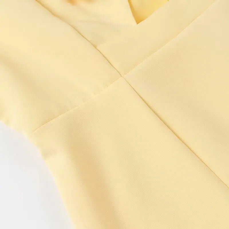 Puff Sleeve Yellow Dress – Ideal for Cocktail Parties | Sheath Dresses