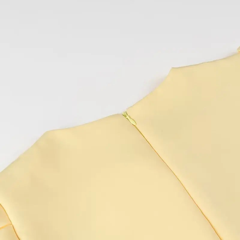 Puff Sleeve Yellow Dress – Ideal for Cocktail Parties | Sheath Dresses