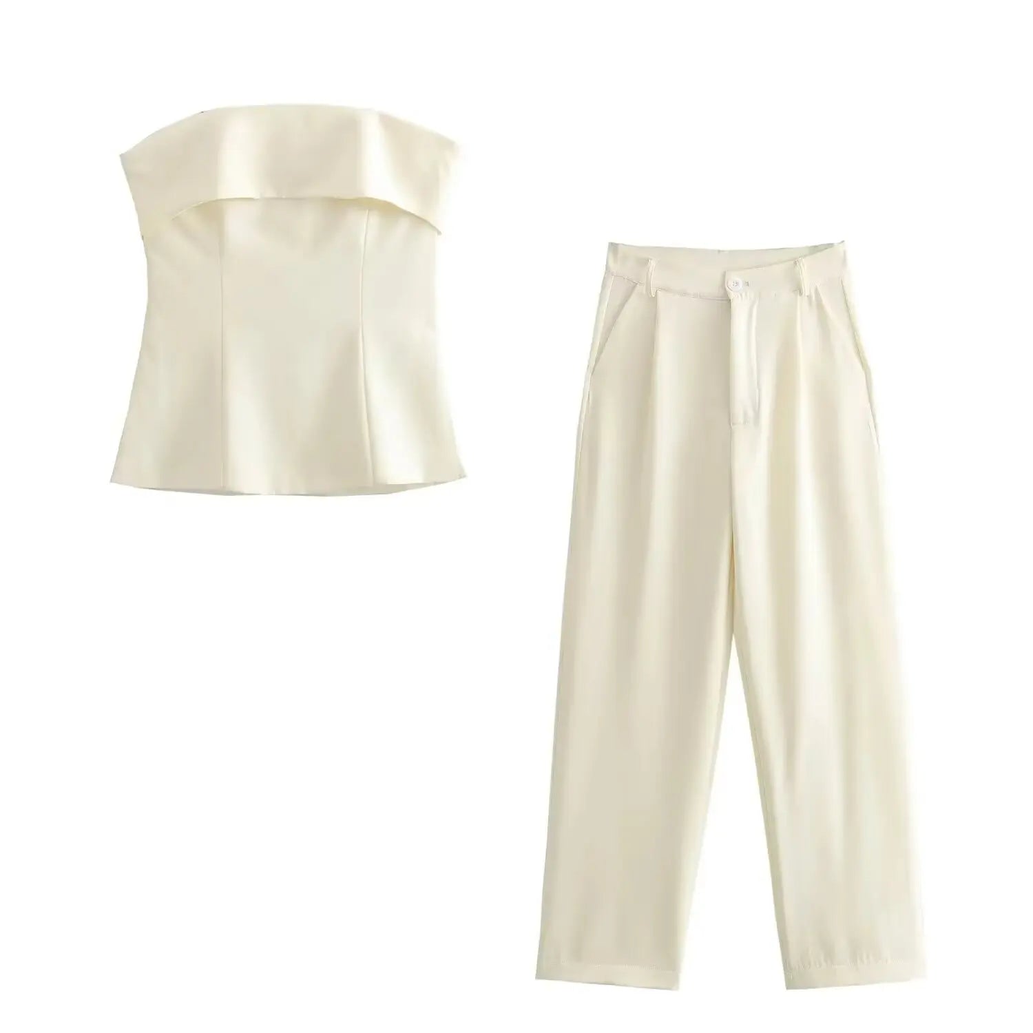 Elegant Office Wear Set with Strapless Top