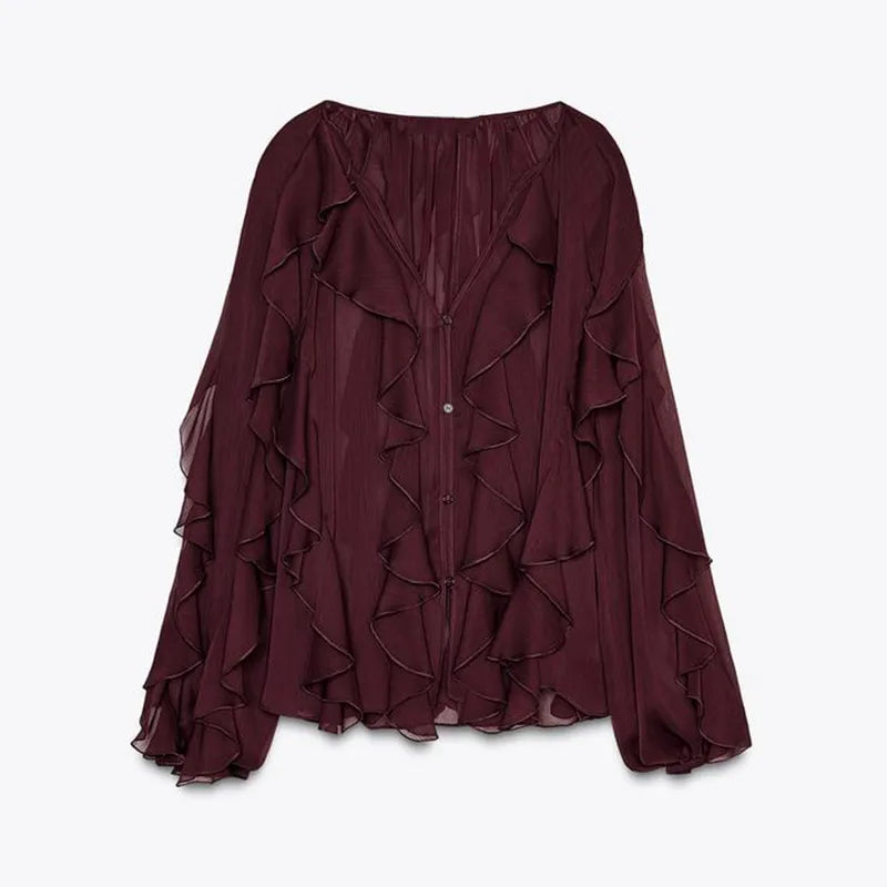 Everyday Elegance V-Neck Ruffle Blouse | Blouses