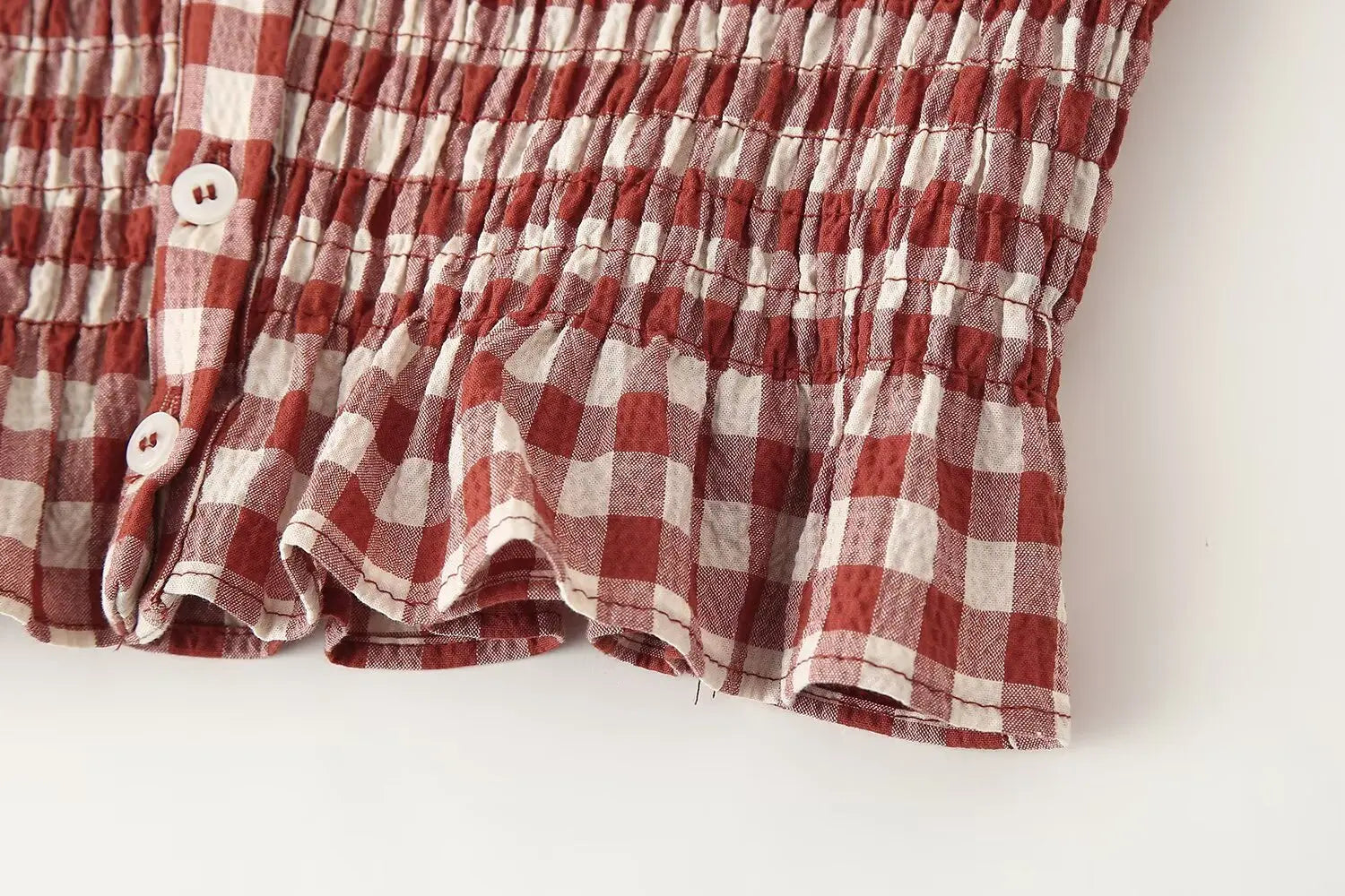 Women's Plaid Shirred Top and A-Line Skirt Set | Matching Sets