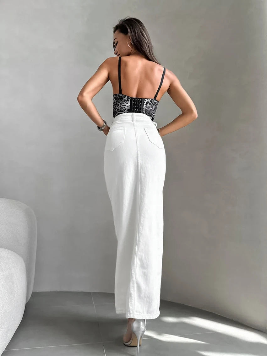 Elegant White Buttoned Skirt for Day-to-Night | Maxi Skirts