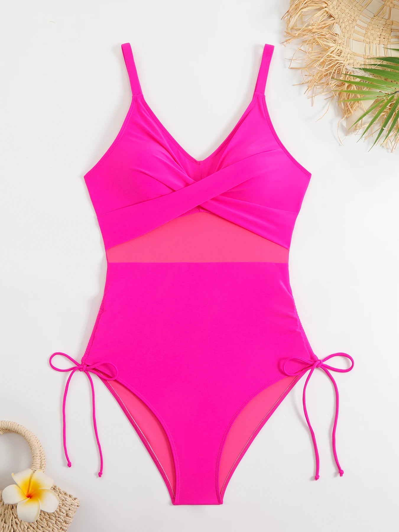 Yellow One-Piece Swimwear with Criss-Cross Design | Swimwear