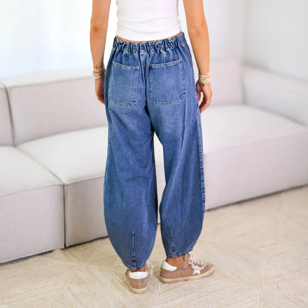 Wide-Leg Jeans with Paperbag Back for Women | Pants