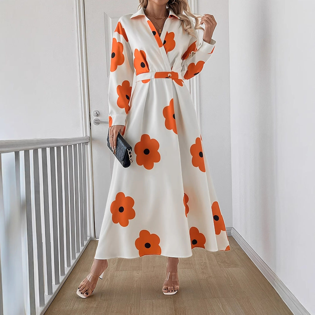 Floral Surplice Neckline Maxi Dress for Women